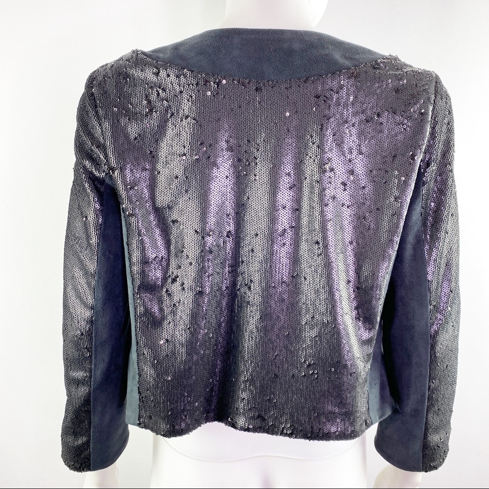 Anthropologie SHONDA Black Cropped Sequin Jacket - Picture 9 of 10